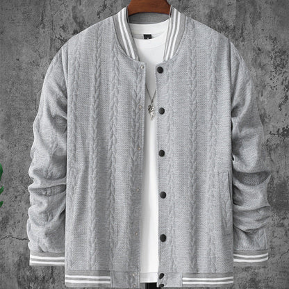 Herren Bomberjacke Sportlich Strickmuster Modern