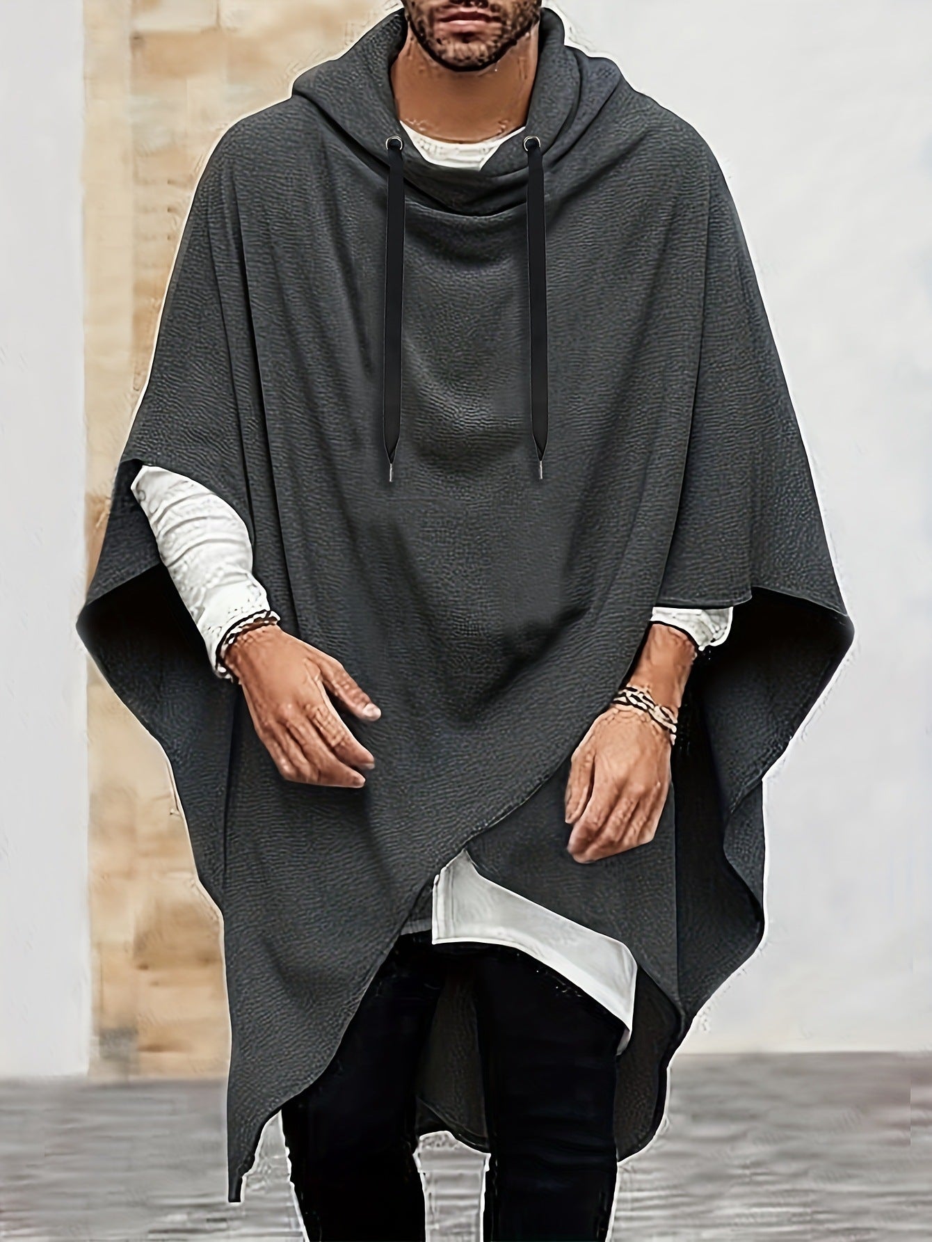 Herren Kapuzenponcho Atmungsaktiv Modern Sportlich