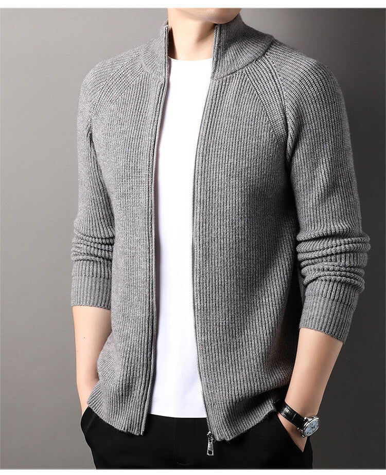 Herren Strickjacke Hochkragen Reißverschluss Uneffektiert Elegantes Design