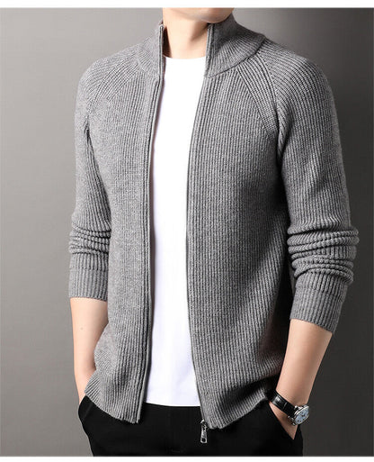 Herren Strickjacke Hochkragen Reißverschluss Uneffektiert Elegantes Design