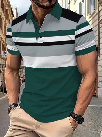 Herren Poloshirt Streifenmuster Modern Style
