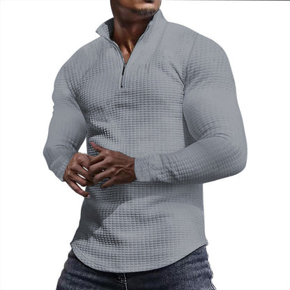 Herren Laufoberteil Stehkragen Funktionsshirt Sportlich