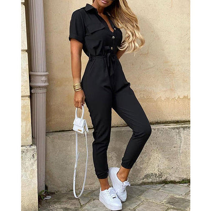 Damen Jumpsuit Modern mit Taschen und Taillenschnitt