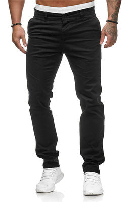 Herren Slim Fit Chino Hose Elastisch Mit Taschen Modern