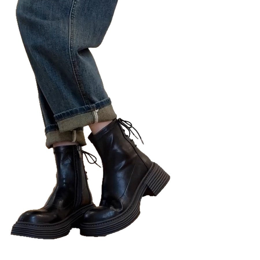 Damen Ankle Boots Stilvolle Blockabsatz Schuhe Mit Reißverschluss