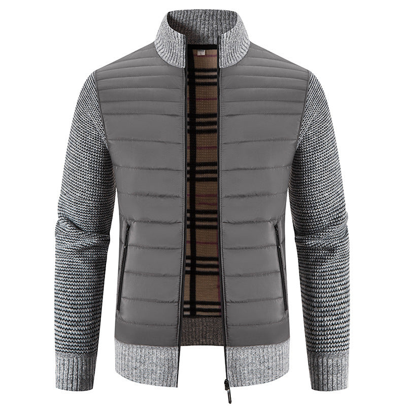 Herren Steppjacke Modern mit Strickärmeln und Hochkragen