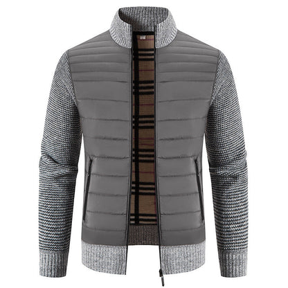 Herren Steppjacke Modern mit Strickärmeln und Hochkragen