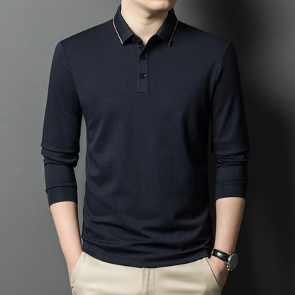 Herren Polohemd Langarm Elegantes Piqué-Hemd Modern