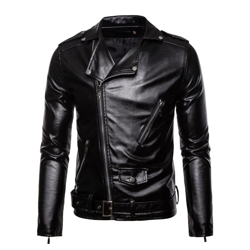 Herren Lederjacke Bikerstil Asymmetrisch Robust - BerlinGlamour