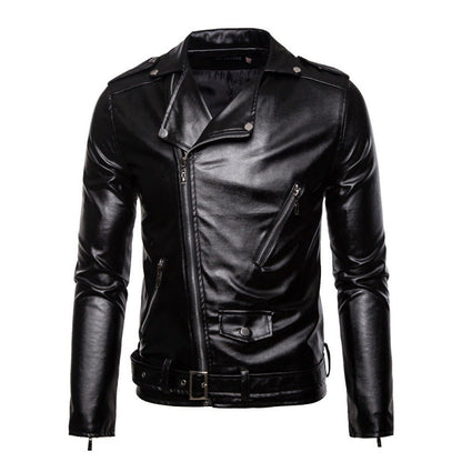 Herren Lederjacke Bikerstil Asymmetrisch Robust - BerlinGlamour
