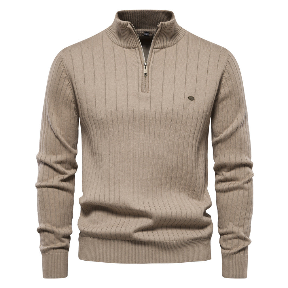 Herren Pullover Halbzipper Rippmuster Elegent Modern