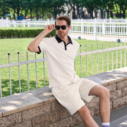 Herren Polo-Shorts-Set atmungsaktiv mit dekorativem Kragen - BerlinGlamour
