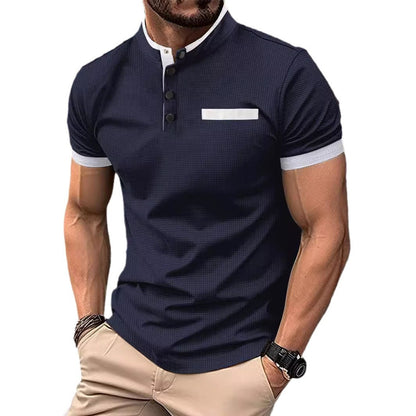 Herren Poloshirt Modern Stehkragen Kontrastdetails Slimfit