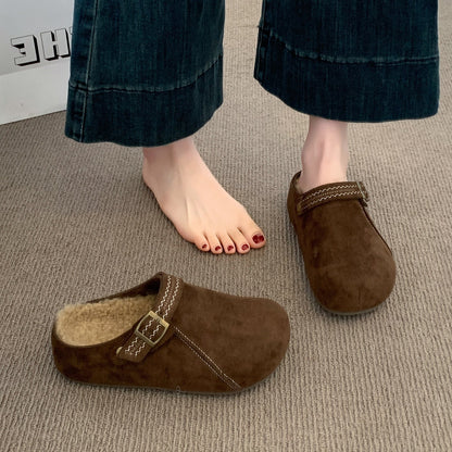 Damen Clogs Warm Bequem Schnalle Modisch