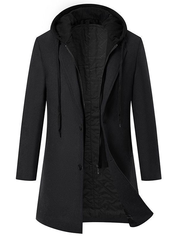 Herren Mantel Übergangsjacke Elegant Mit Abnehmbarer Kapuze