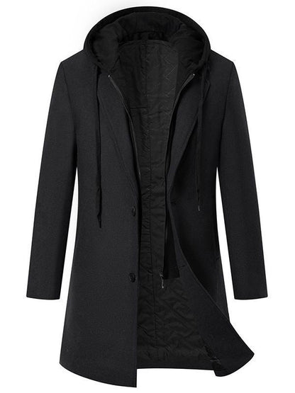 Herren Mantel Übergangsjacke Elegant Mit Abnehmbarer Kapuze
