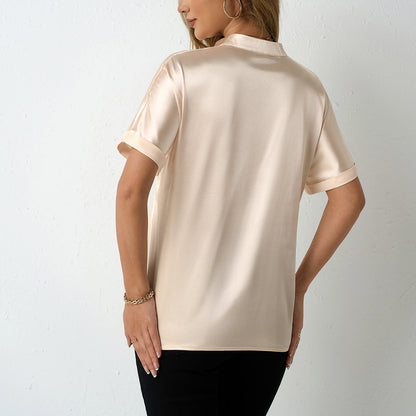 Elegante Damenbluse Satin mit Klassischem Kragen