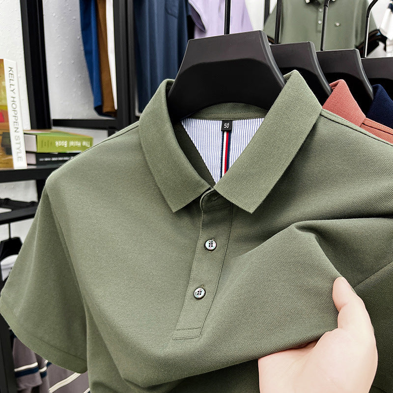 Herren Polohemd Kurzarm Elegantes Piqué-Hemd Mit Knöpfen