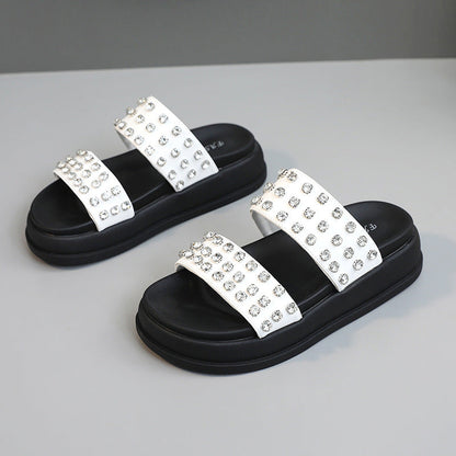 Damen Strandsandalen Glamourös mit Kristallsteinen