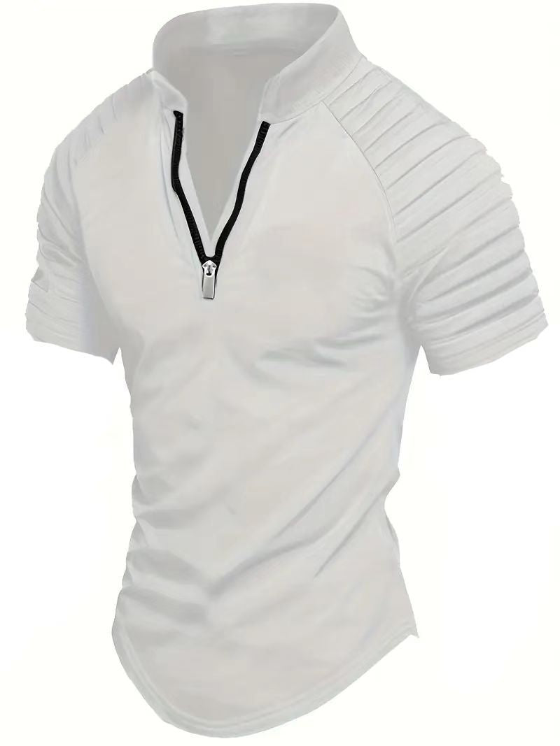 Herren Sportshirt Kurzarm Zip Modern
