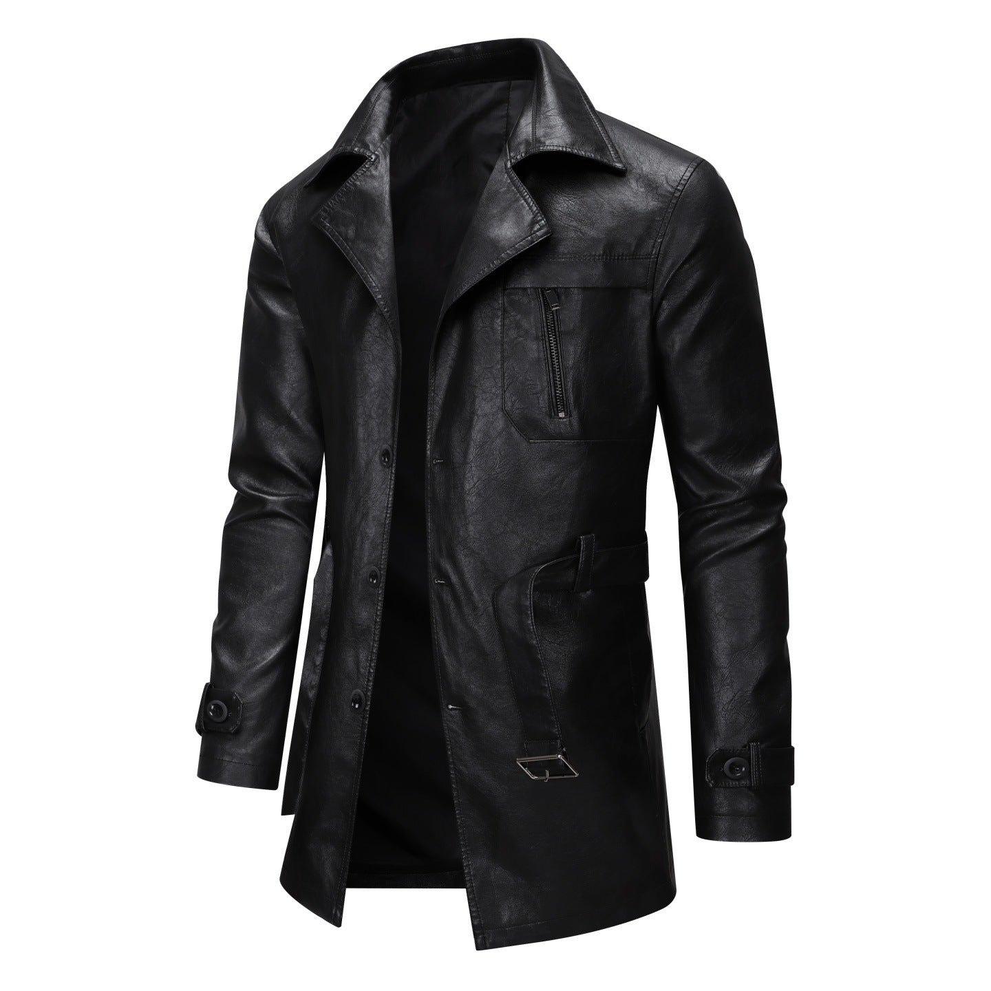 Elegante Herren Lederjacke Lederblazer Schwarz Modern