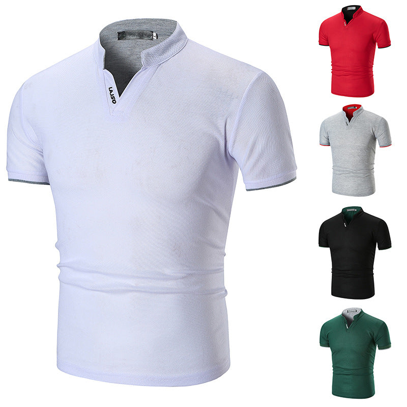 Herren Kurzarmhemd Modern Slim Fit Kontrast Kragen