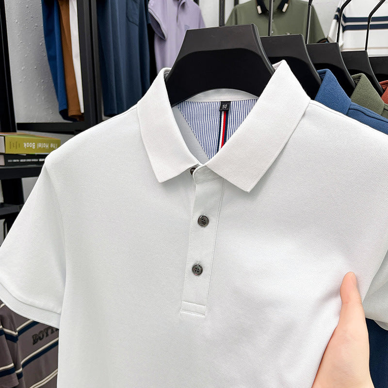 Herren Polohemd Kurzarm Elegantes Piqué-Hemd Mit Knöpfen