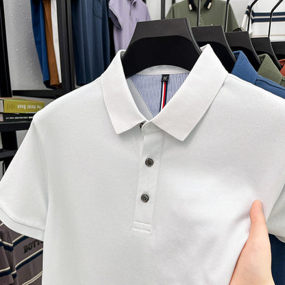 Herren Polohemd Kurzarm Elegantes Piqué-Hemd Mit Knöpfen