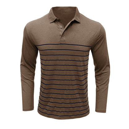 Herren Polo Langarm Streifen Design Modern