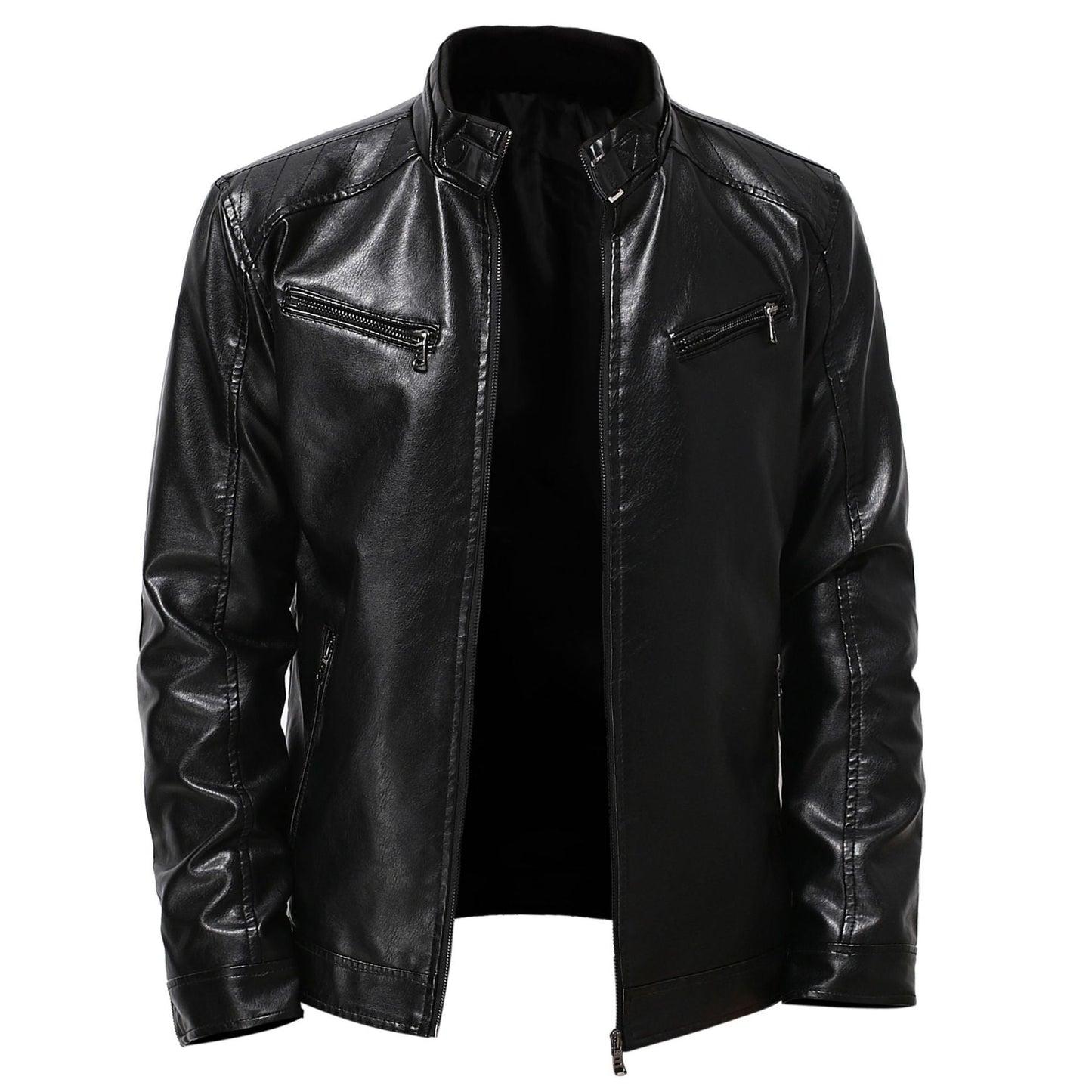 Herren Lederjacke Motorradjacke Asymmetrisch Modern