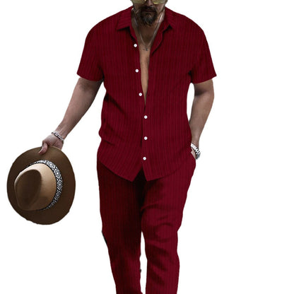 Herren Kurzarm-Shirt-Set mit Textur Optik Modern