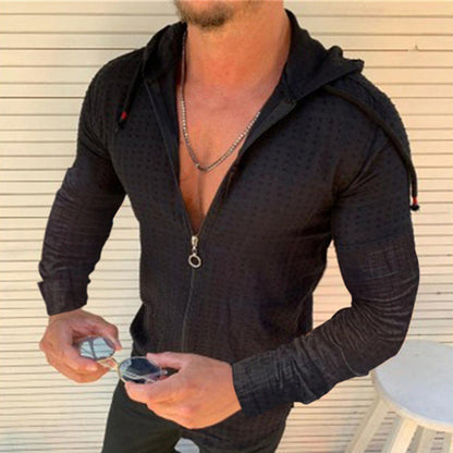 Herren Kapuzenoberteil Modern mit Reißverschluss und Trend Design