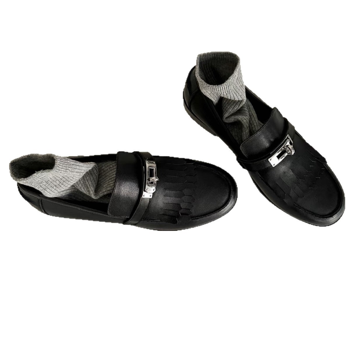 Damen Mokassins Bequem Elegant Schnallen Detail