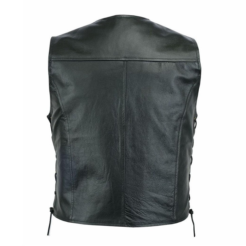 Herren elegante Lederweste mit seitlichen Taschen und praktischen Verschluss BerlinGlamour