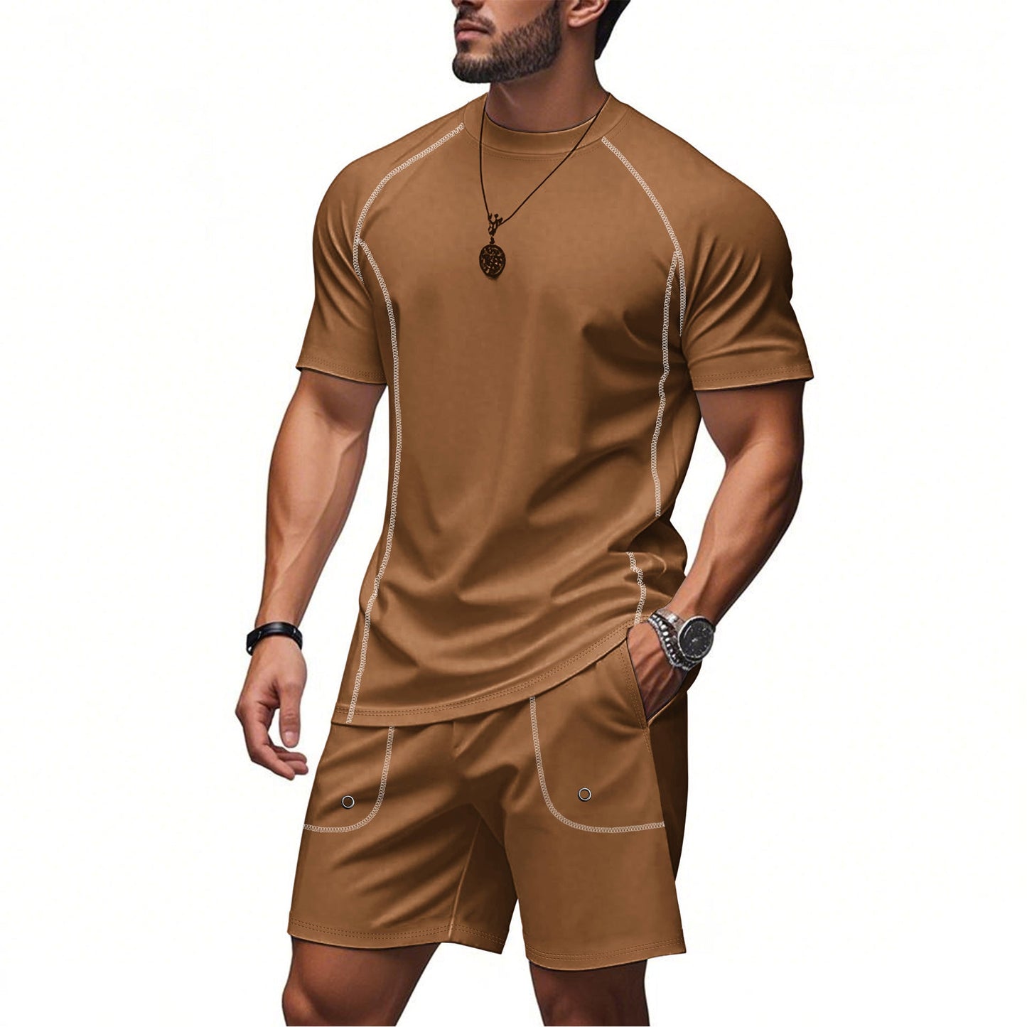 Herren Sport Set Kurzarm T-Shirt und Shorts atmungsaktiv - BerlinGlamour