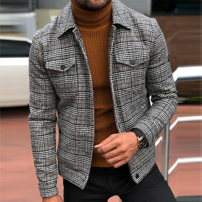 Herren Hemdjacke Karo Modern Sportlich