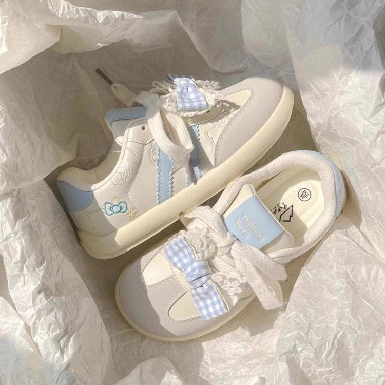 Damen Sneaker mit Rüschen und Blumenmuster
