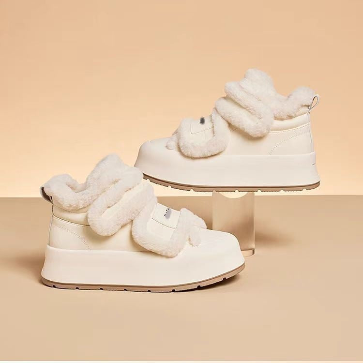Damen Sneaker Plüschgefüttert High Top Klettverschluss Warm