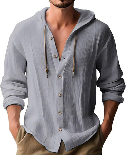 Herren Langarmhemd mit Kapuze Modern Trendy