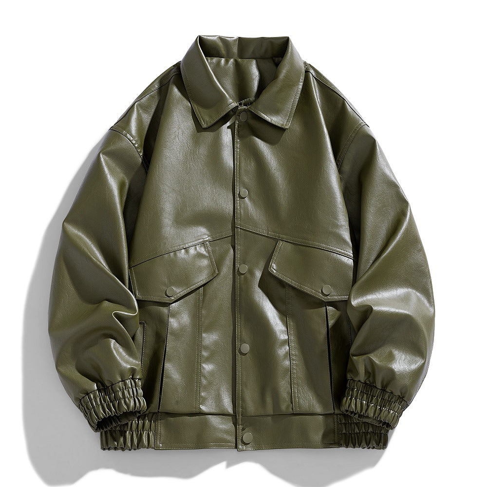 Herren Lederjacke Modern Utility Style mit Taschen - BerlinGlamour