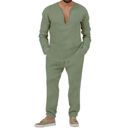 Herren Freizeitanzug Modern mit Henley-Ausschnitt und Jogginghose Bequem