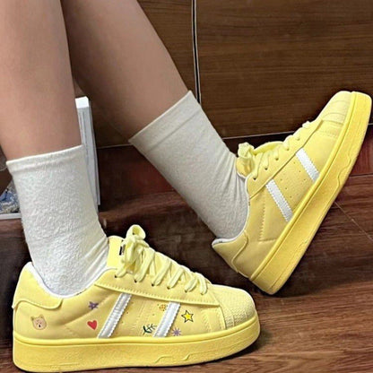 Damen Sneaker Sportlich Bequem Laufsohle Weißen