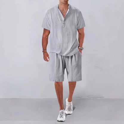 Herren Leinenanzug Bequem Relaxed Fit Sommer