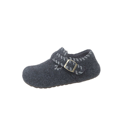 Wolle Hausschuhe Damen Warm Schnallenverschluss Modern