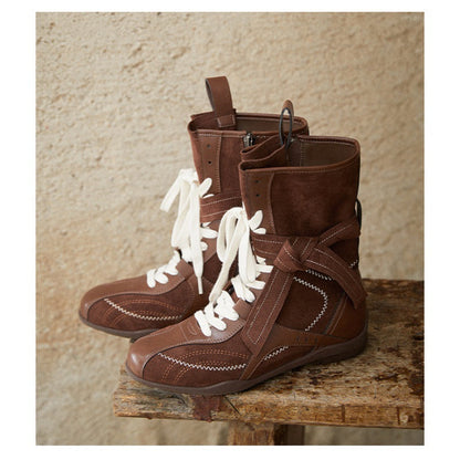Damen Stiefel Bequem Schnürstiefel Mode