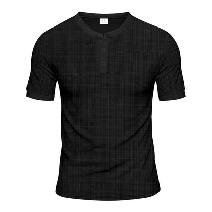 Herren Kurzarmshirt Modern Strukturiert Knopfleiste Trendy