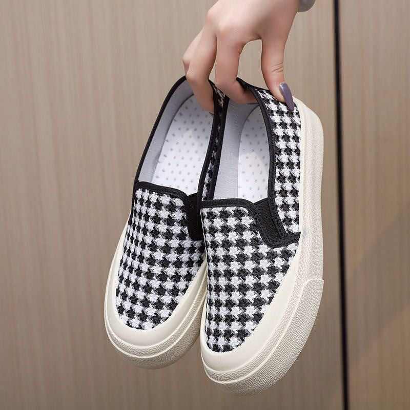 Damen Sneaker Slip-On Karo Flexi Fußbett Modern - BerlinGlamour