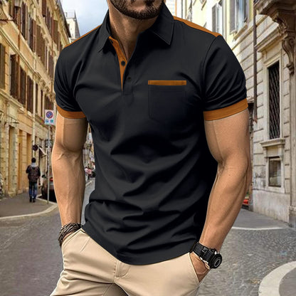 Herren Poloshirt Kurzarm Modern mit Kontrastdetails und Brusttasche