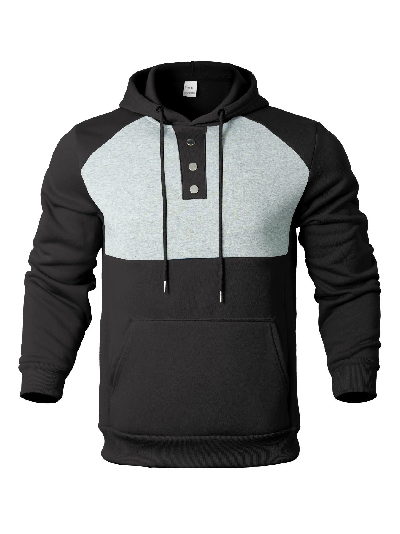 Herren Kapuzenpullover Modern mit Kängurutasche und Knöpfen