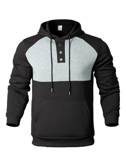Herren Kapuzenpullover Modern mit Kängurutasche und Knöpfen